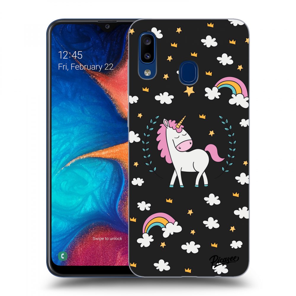 Picasee silikónový čierny obal pre Samsung Galaxy A20e A202F - Unicorn star heaven