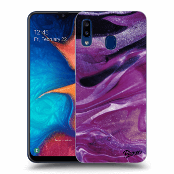 Picasee silikónový prehľadný obal pre Samsung Galaxy A20e A202F - Purple glitter