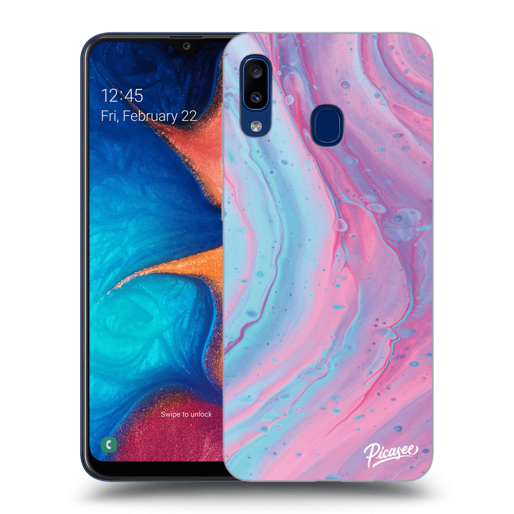Picasee silikónový čierny obal pre Samsung Galaxy A20e A202F - Pink liquid