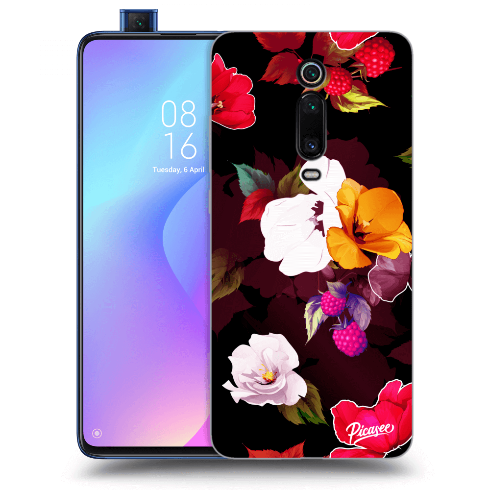 Picasee silikónový čierny obal pre Xiaomi Mi 9T (Pro) - Flowers and Berries
