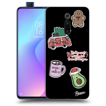 Picasee silikónový čierny obal pre Xiaomi Mi 9T (Pro) - Christmas Stickers