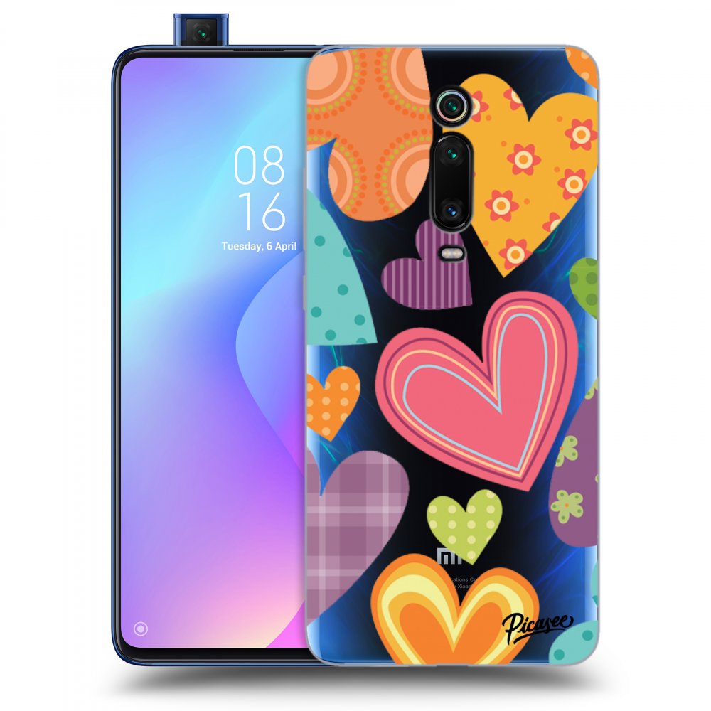 Picasee silikónový prehľadný obal pre Xiaomi Mi 9T (Pro) - Colored heart