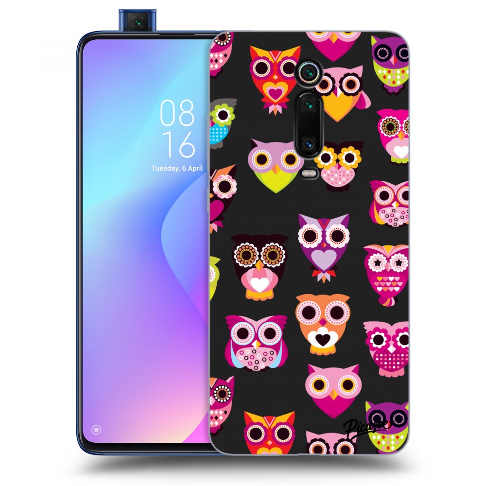 Picasee silikónový čierny obal pre Xiaomi Mi 9T (Pro) - Owls