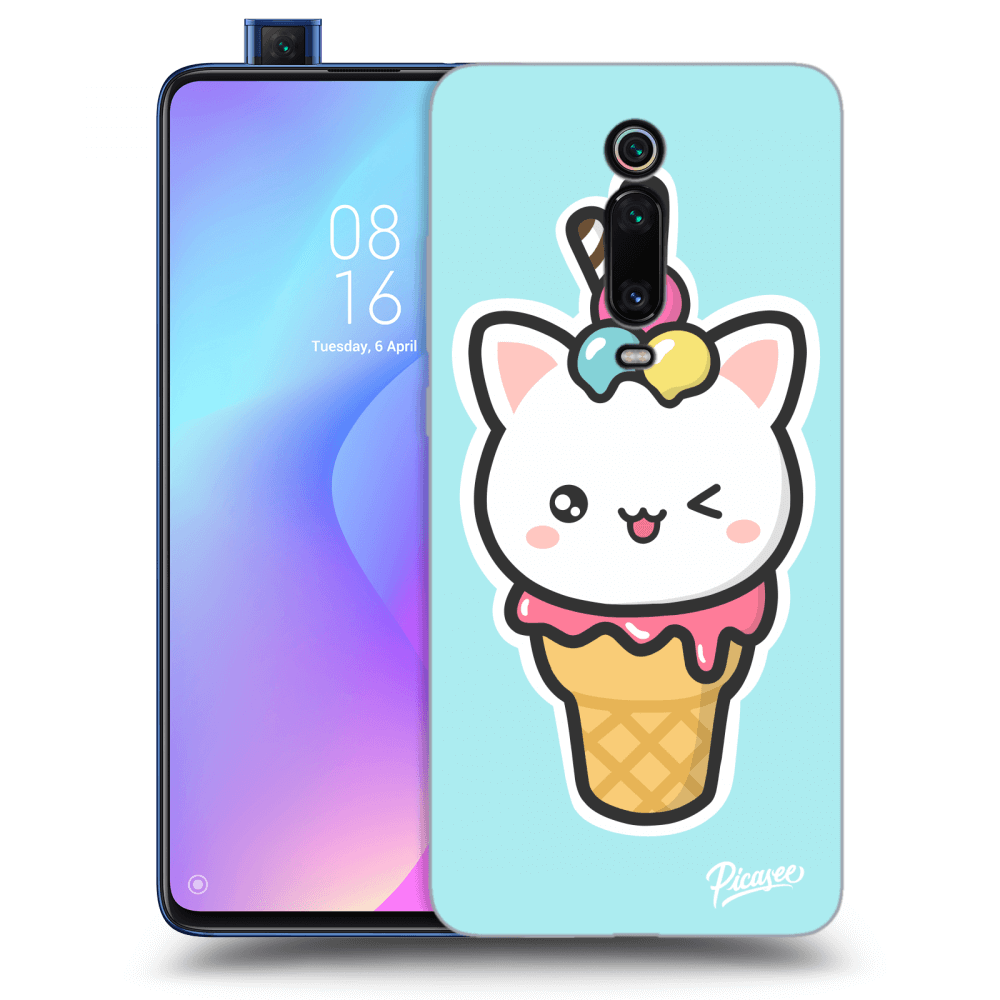Picasee silikónový čierny obal pre Xiaomi Mi 9T (Pro) - Ice Cream Cat