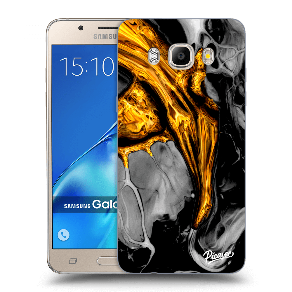 Picasee silikónový prehľadný obal pre Samsung Galaxy J5 2016 J510F - Black Gold