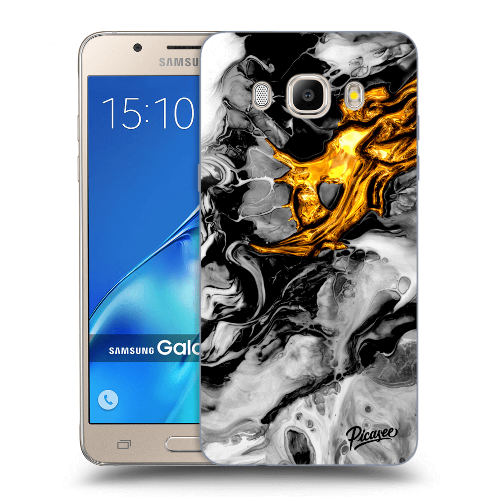 Picasee silikónový prehľadný obal pre Samsung Galaxy J5 2016 J510F - Black Gold 2