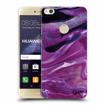 Picasee silikónový prehľadný obal pre Huawei P9 Lite 2017 - Purple glitter