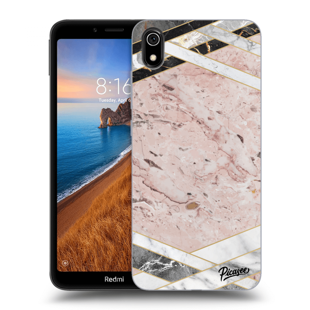 Picasee silikónový prehľadný obal pre Xiaomi Redmi 7A - Pink geometry