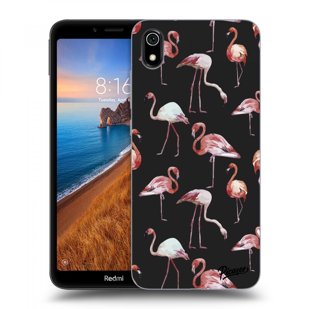 Picasee silikónový čierny obal pre Xiaomi Redmi 7A - Flamingos