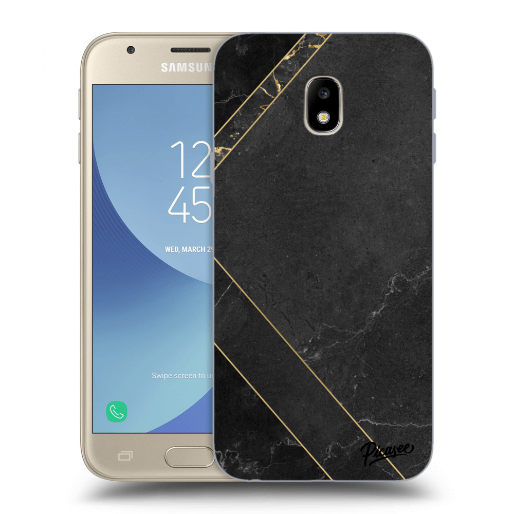 Picasee silikónový prehľadný obal pre Samsung Galaxy J3 2017 J330F - Black tile