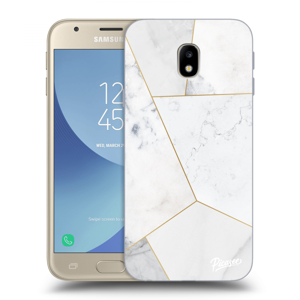 Picasee silikónový čierny obal pre Samsung Galaxy J3 2017 J330F - White tile