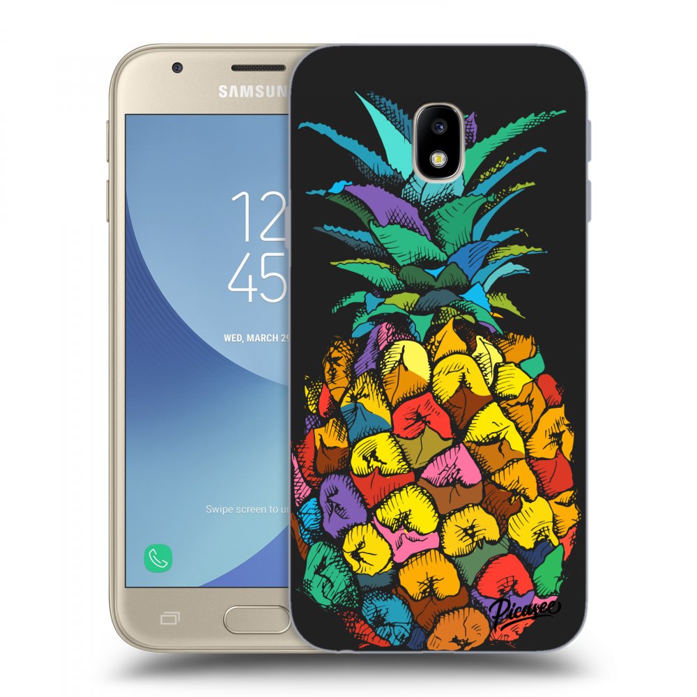 Picasee silikónový čierny obal pre Samsung Galaxy J3 2017 J330F - Pineapple