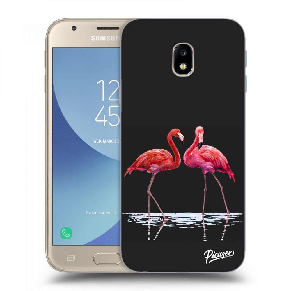 Picasee silikónový čierny obal pre Samsung Galaxy J3 2017 J330F - Flamingos couple