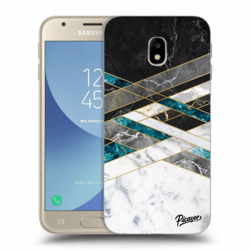 Picasee silikónový prehľadný obal pre Samsung Galaxy J3 2017 J330F - Black & White geometry
