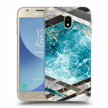 Picasee silikónový prehľadný obal pre Samsung Galaxy J3 2017 J330F - Blue geometry