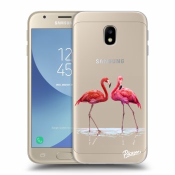 Picasee silikónový prehľadný obal pre Samsung Galaxy J3 2017 J330F - Flamingos couple
