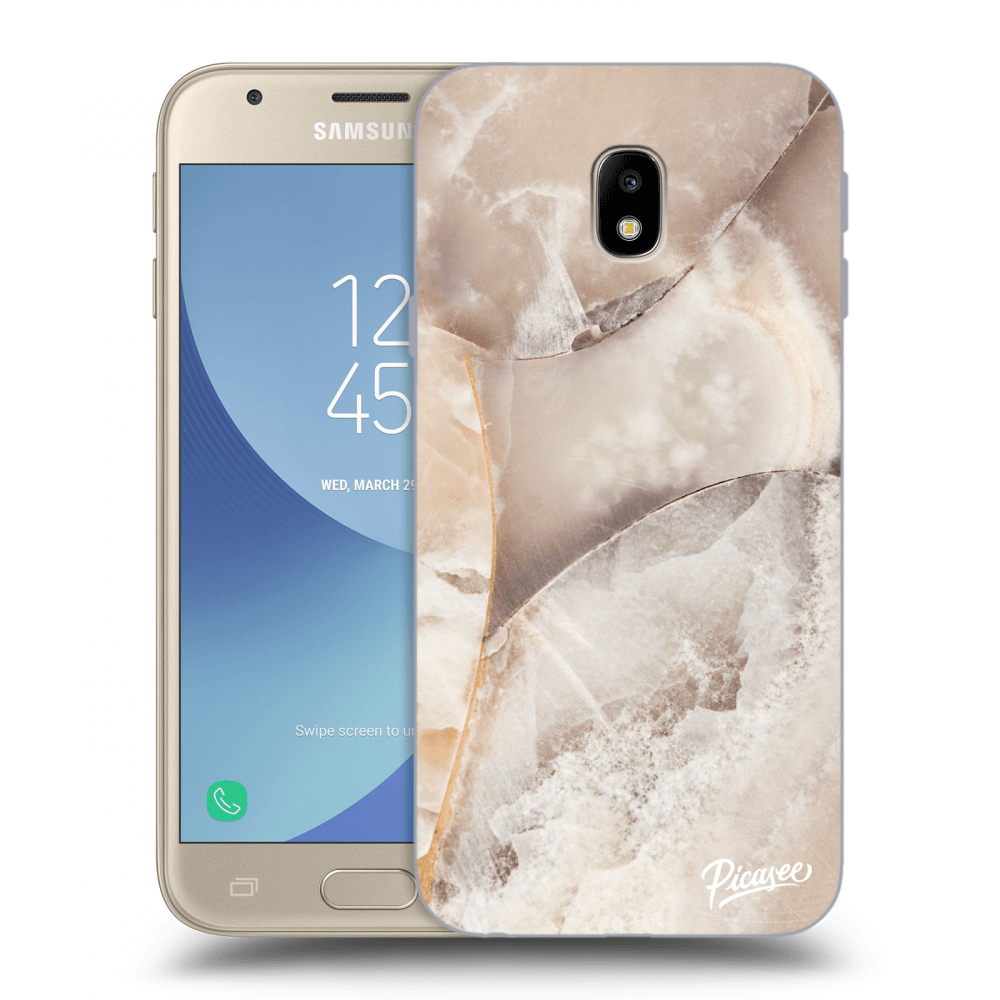 Picasee silikónový prehľadný obal pre Samsung Galaxy J3 2017 J330F - Cream marble