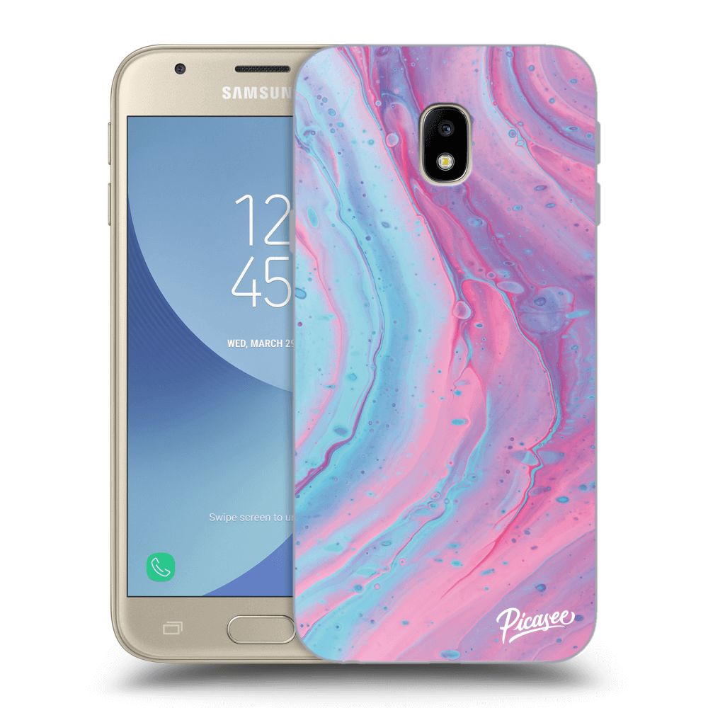 Picasee silikónový čierny obal pre Samsung Galaxy J3 2017 J330F - Pink liquid