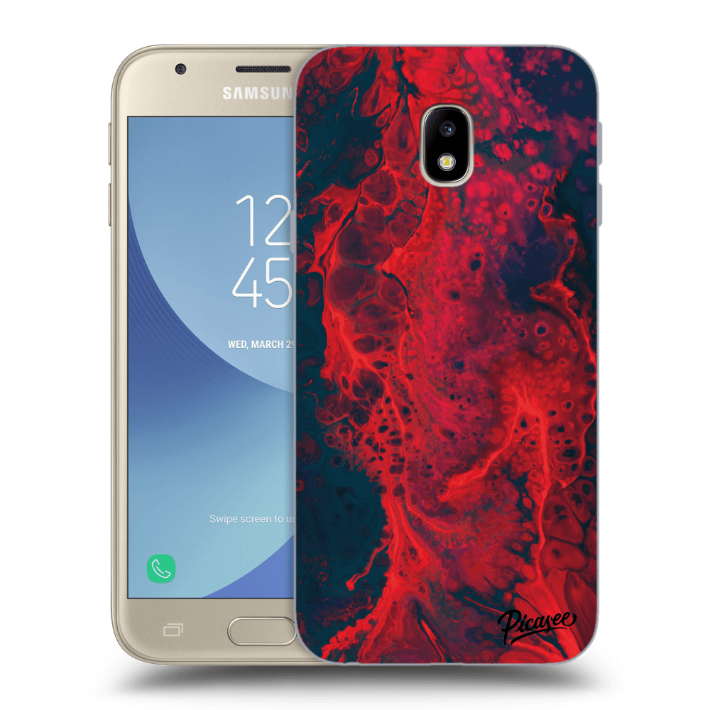 Picasee silikónový prehľadný obal pre Samsung Galaxy J3 2017 J330F - Organic red