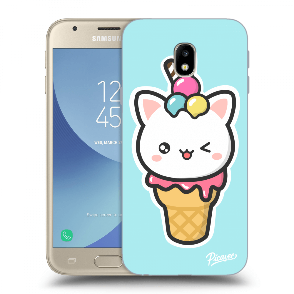 Picasee silikónový prehľadný obal pre Samsung Galaxy J3 2017 J330F - Ice Cream Cat