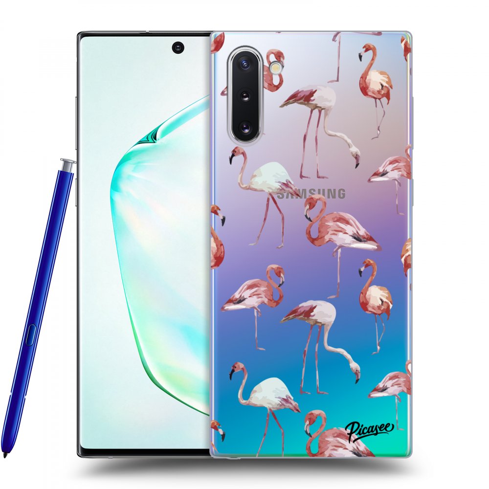 Picasee silikónový prehľadný obal pre Samsung Galaxy Note 10 N970F - Flamingos