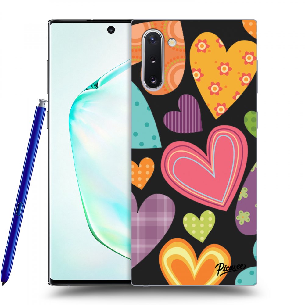 Picasee silikónový čierny obal pre Samsung Galaxy Note 10 N970F - Colored heart