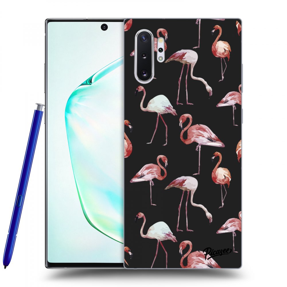 Picasee silikónový čierny obal pre Samsung Galaxy Note 10+ N975F - Flamingos