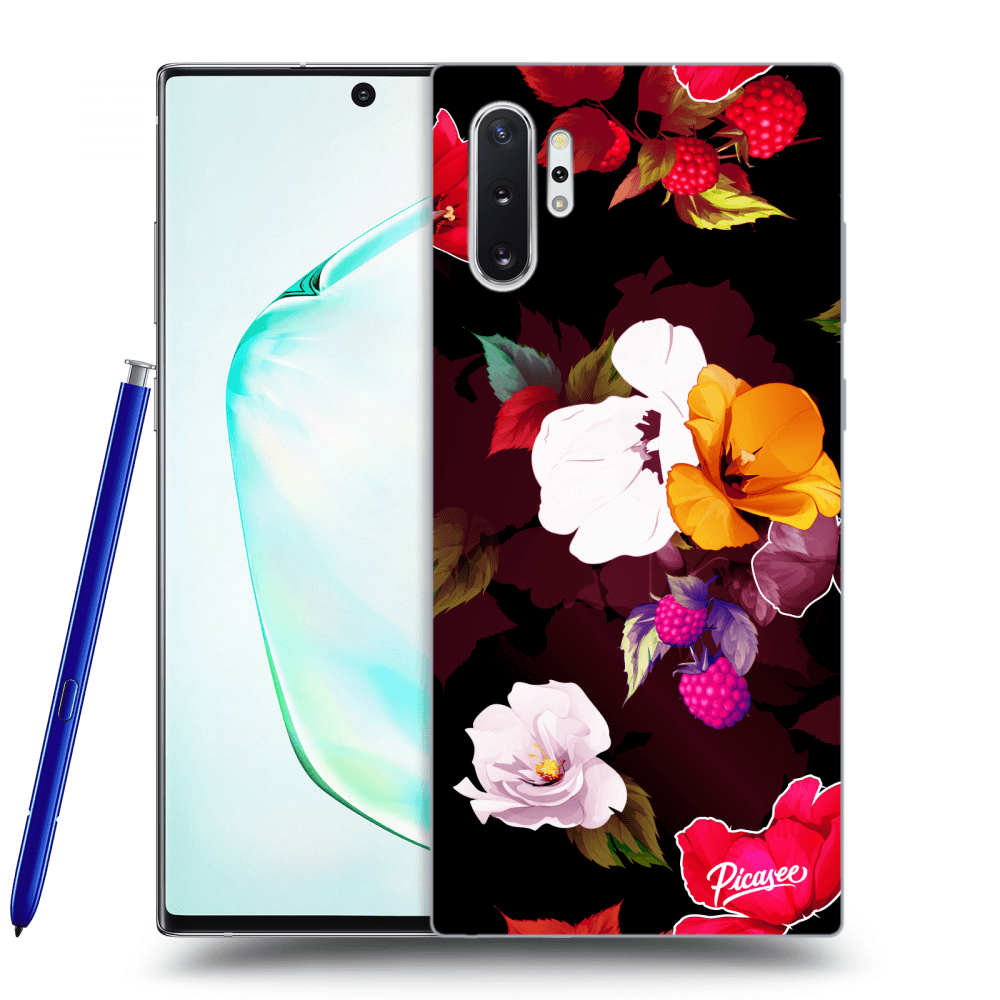 Picasee silikónový čierny obal pre Samsung Galaxy Note 10+ N975F - Flowers and Berries