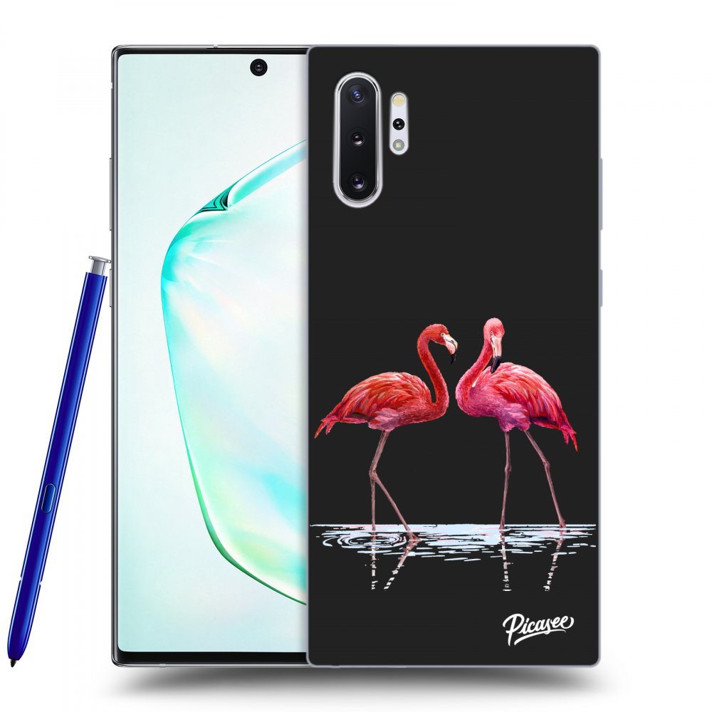 Picasee silikónový čierny obal pre Samsung Galaxy Note 10+ N975F - Flamingos couple