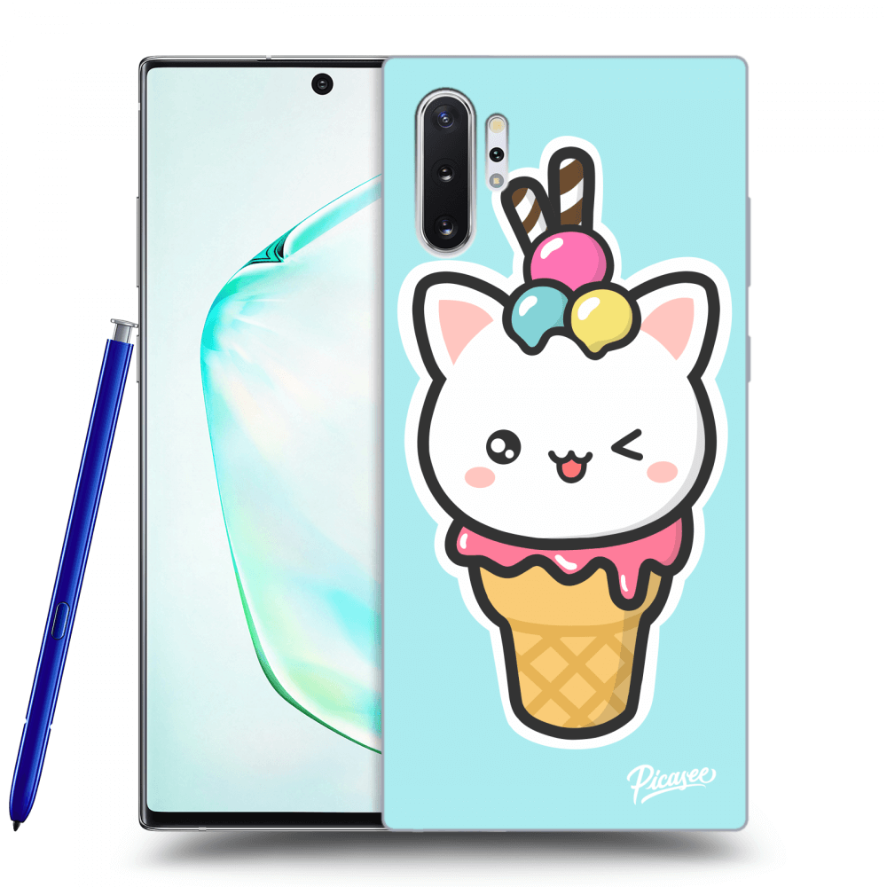 Picasee silikónový prehľadný obal pre Samsung Galaxy Note 10+ N975F - Ice Cream Cat