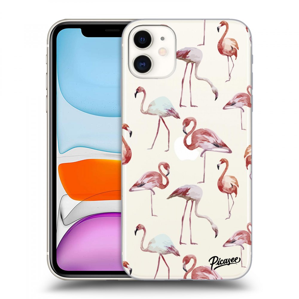 Picasee silikónový prehľadný obal pre Apple iPhone 11 - Flamingos
