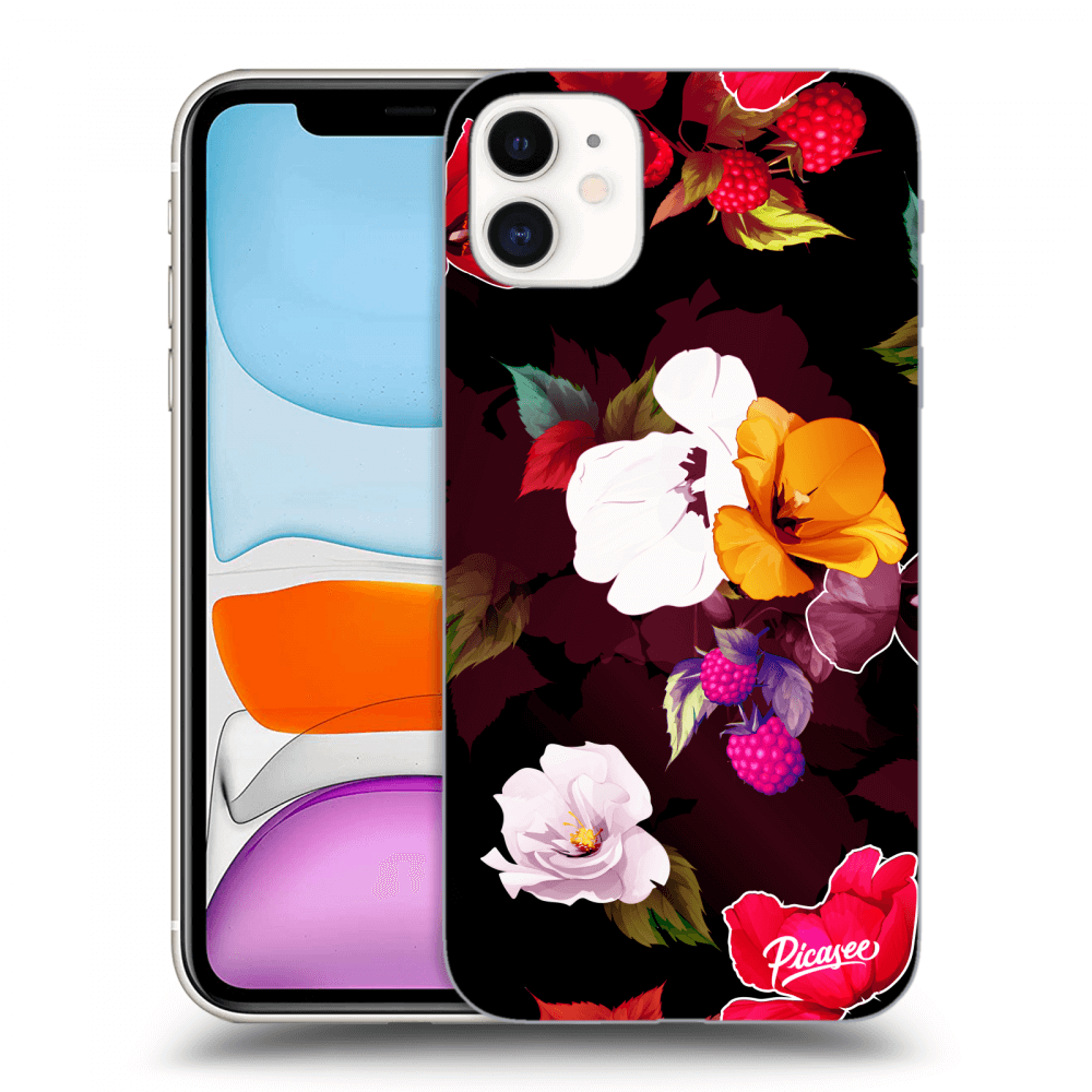 Picasee silikónový čierny obal pre Apple iPhone 11 - Flowers and Berries