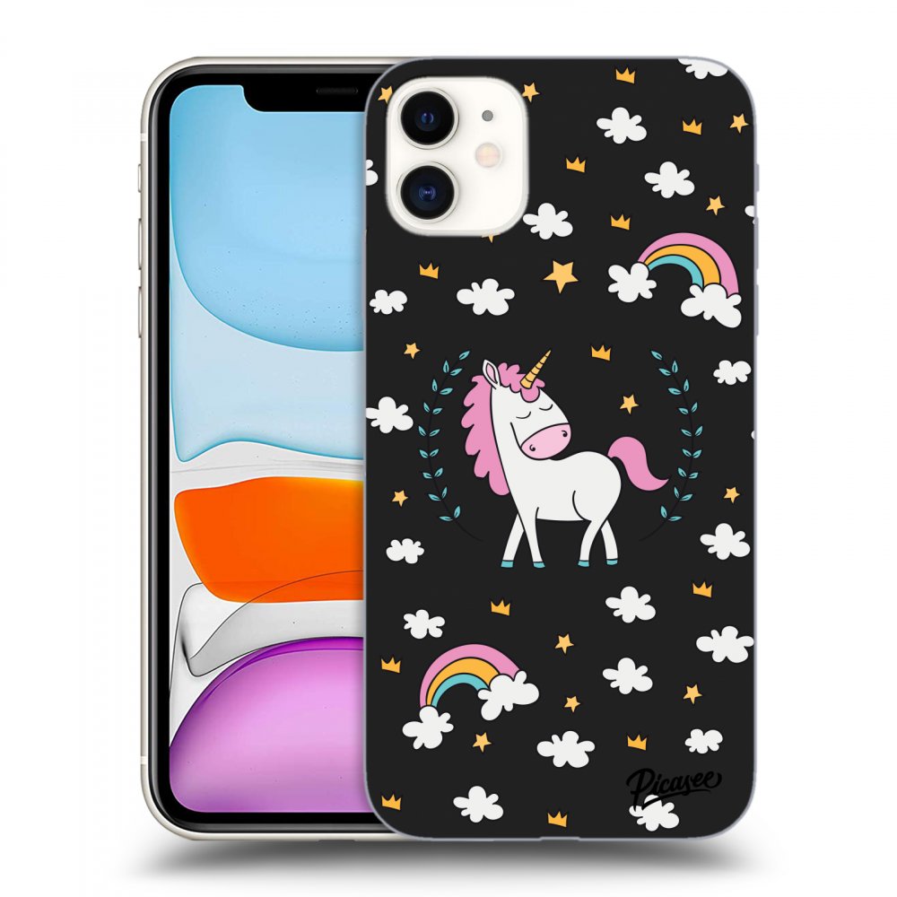 Picasee silikónový čierny obal pre Apple iPhone 11 - Unicorn star heaven