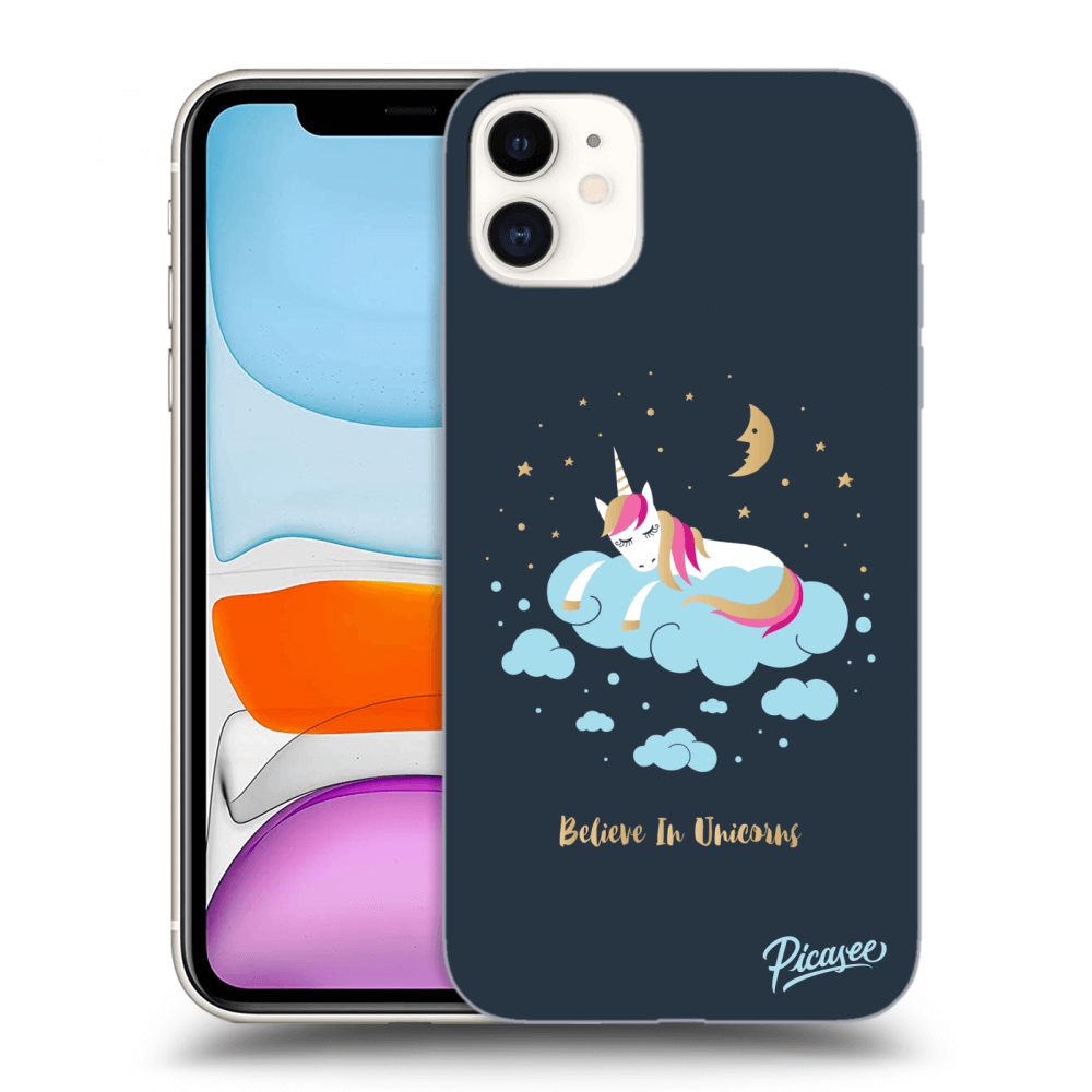 Picasee silikónový čierny obal pre Apple iPhone 11 - Believe In Unicorns