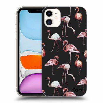 Picasee silikónový čierny obal pre Apple iPhone 11 - Flamingos