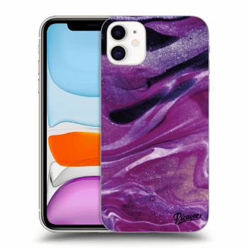 Picasee silikónový čierny obal pre Apple iPhone 11 - Purple glitter