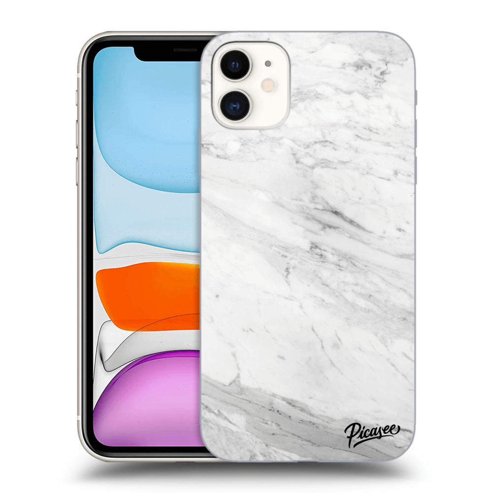 Picasee silikónový čierny obal pre Apple iPhone 11 - White marble