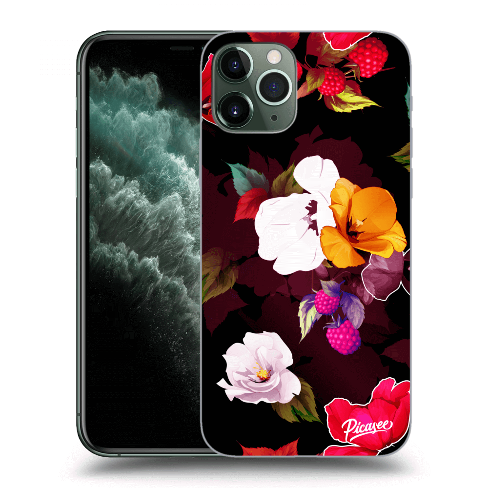 Picasee silikónový čierny obal pre Apple iPhone 11 Pro - Flowers and Berries