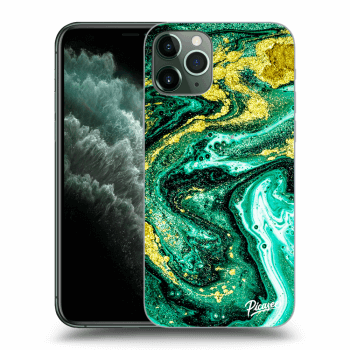 Picasee silikónový prehľadný obal pre Apple iPhone 11 Pro - Green Gold