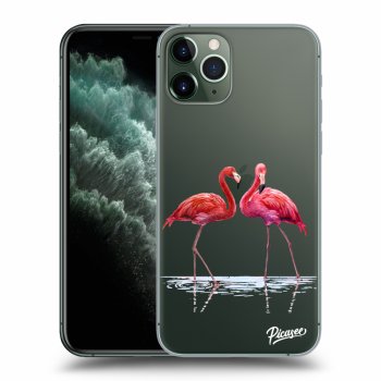 Picasee silikónový prehľadný obal pre Apple iPhone 11 Pro - Flamingos couple