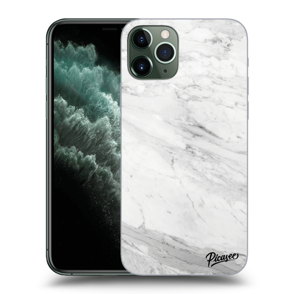 Picasee silikónový čierny obal pre Apple iPhone 11 Pro - White marble