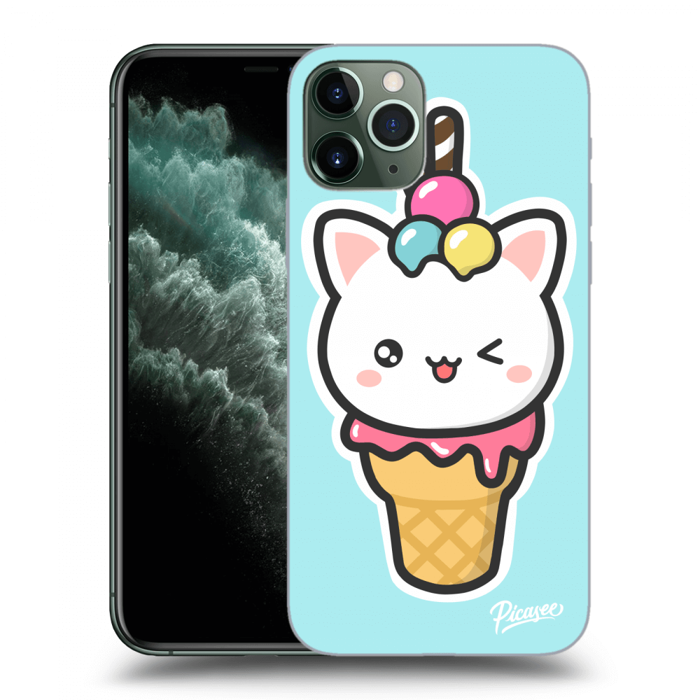 Picasee silikónový prehľadný obal pre Apple iPhone 11 Pro - Ice Cream Cat