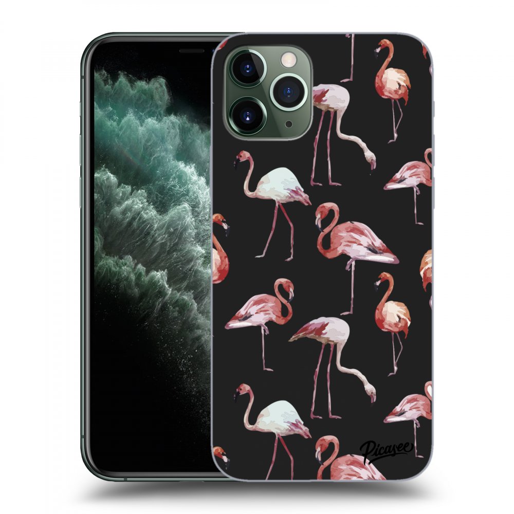 Picasee silikónový čierny obal pre Apple iPhone 11 Pro Max - Flamingos