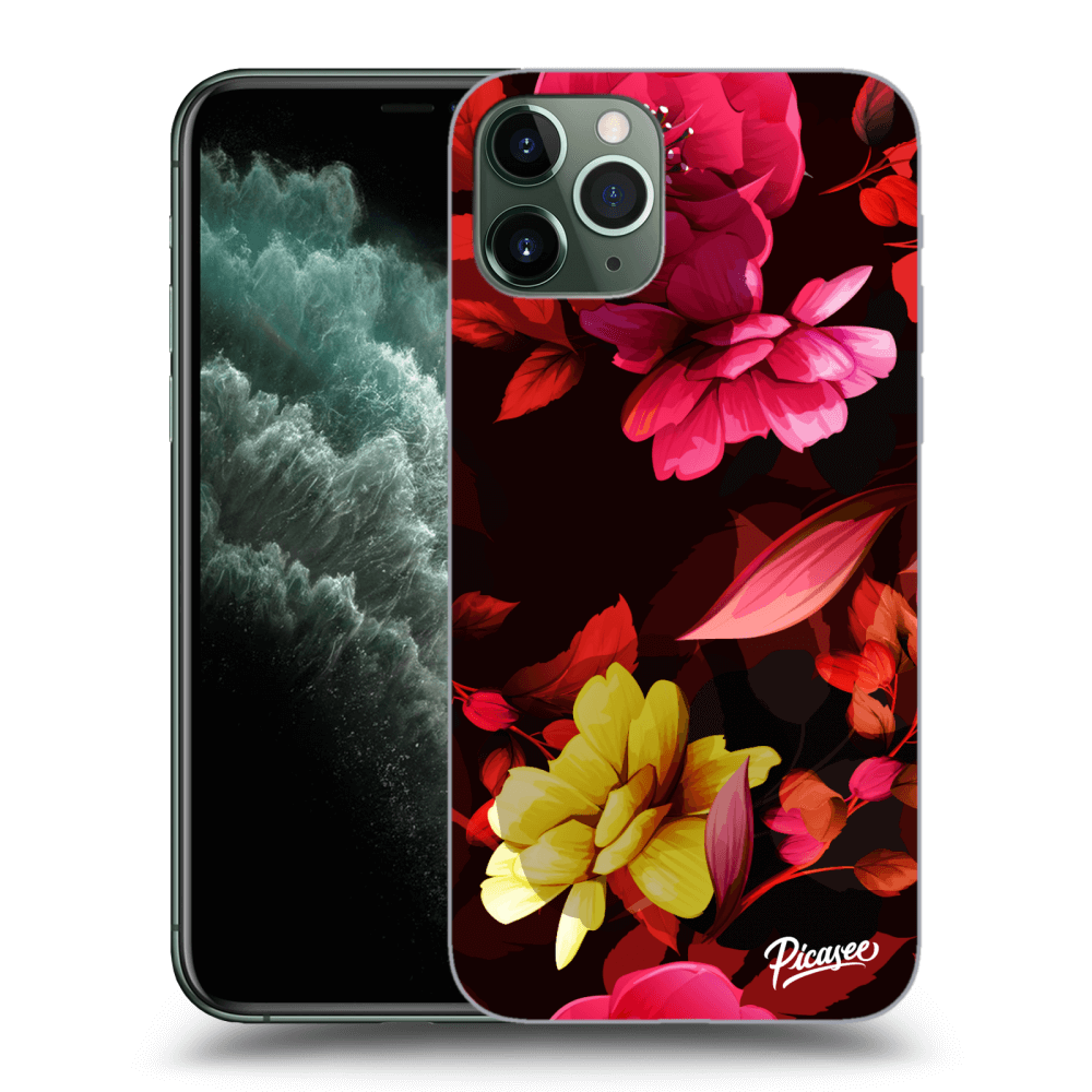 Picasee silikónový čierny obal pre Apple iPhone 11 Pro Max - Dark Peonny