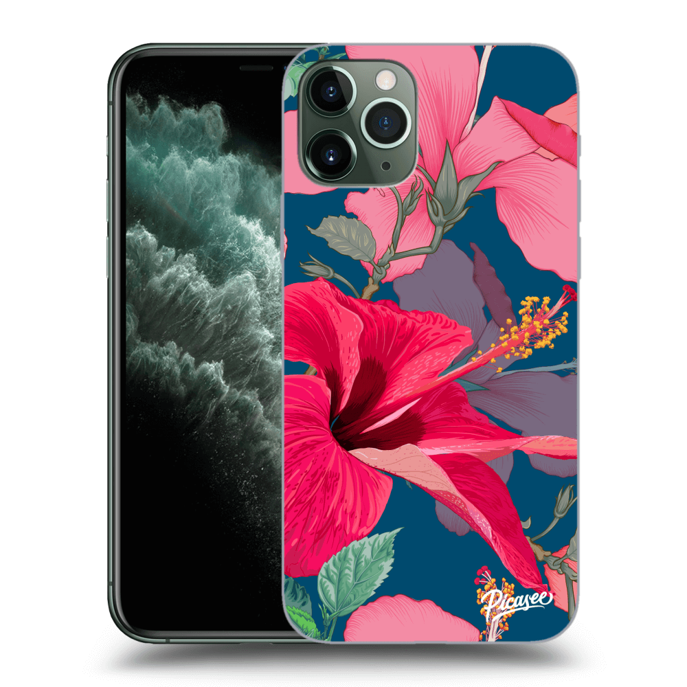 Picasee silikónový čierny obal pre Apple iPhone 11 Pro Max - Hibiscus