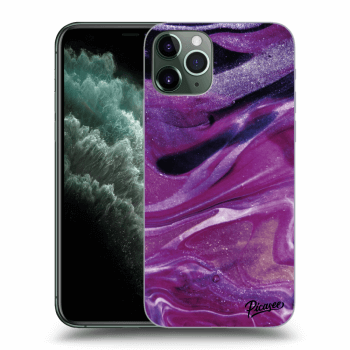 Picasee silikónový čierny obal pre Apple iPhone 11 Pro Max - Purple glitter