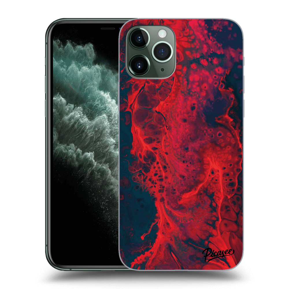 Picasee silikónový čierny obal pre Apple iPhone 11 Pro Max - Organic red