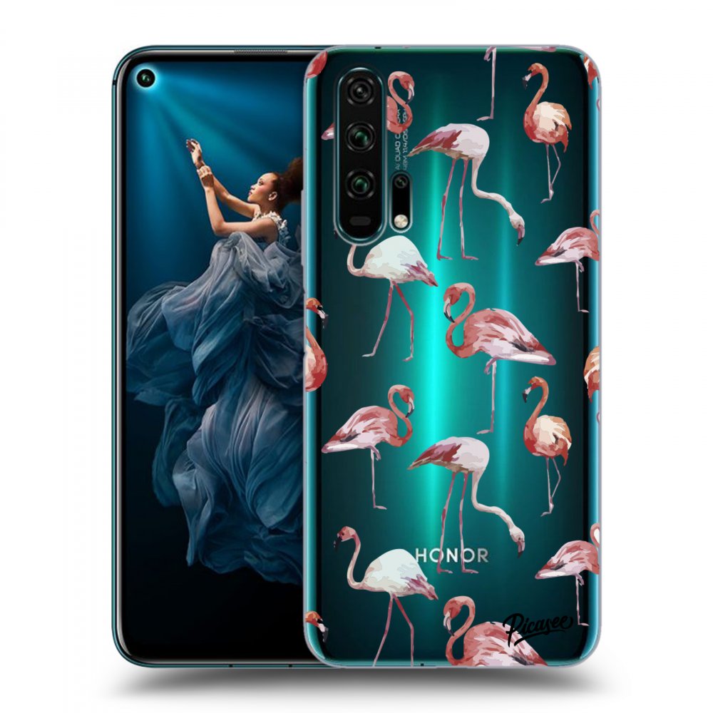 Picasee silikónový prehľadný obal pre Honor 20 Pro - Flamingos