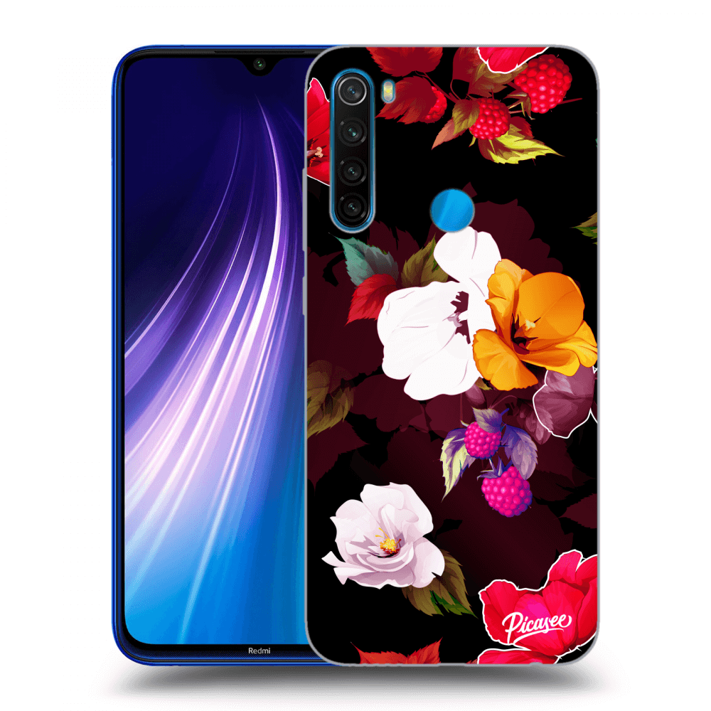 Picasee silikónový prehľadný obal pre Xiaomi Redmi Note 8 - Flowers and Berries
