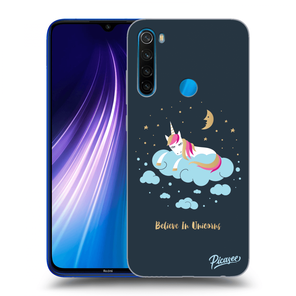 Picasee silikónový čierny obal pre Xiaomi Redmi Note 8 - Believe In Unicorns